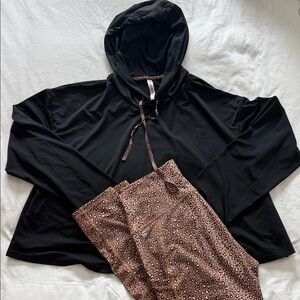 Fabletics Black Hoodie and Leopard Print Leggings